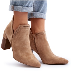 Bella Paris Beige Stiefeletten mit durchbrochenem Muster