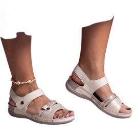 Beigefarbene Plateausandalen von Huri