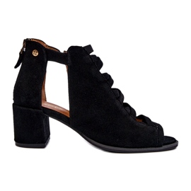 Damen-Sandalen aus Wildleder mit hohem Absatz Maciejka 06456-01 Schwarz