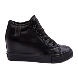 Damen-Sneaker aus Leder mit Keilabsatz Big Star MM274001 Schwarz