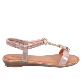 Hesna Champagner-Sandalen mit Zirkonia rosa