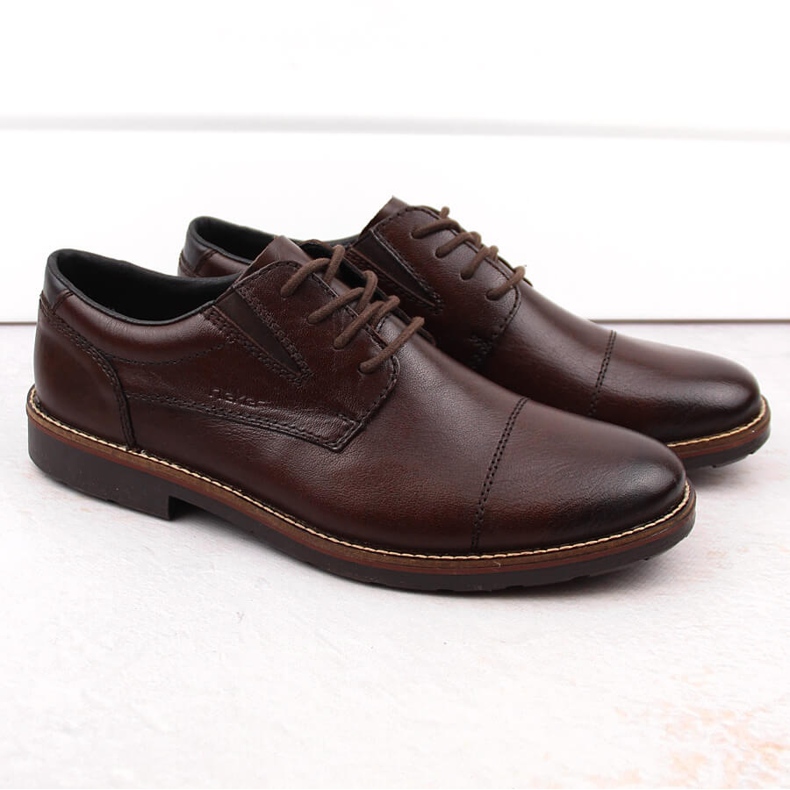 Bequeme Herrenschuhe aus Leder mit Gummizug, braun, Rieker 15320-25