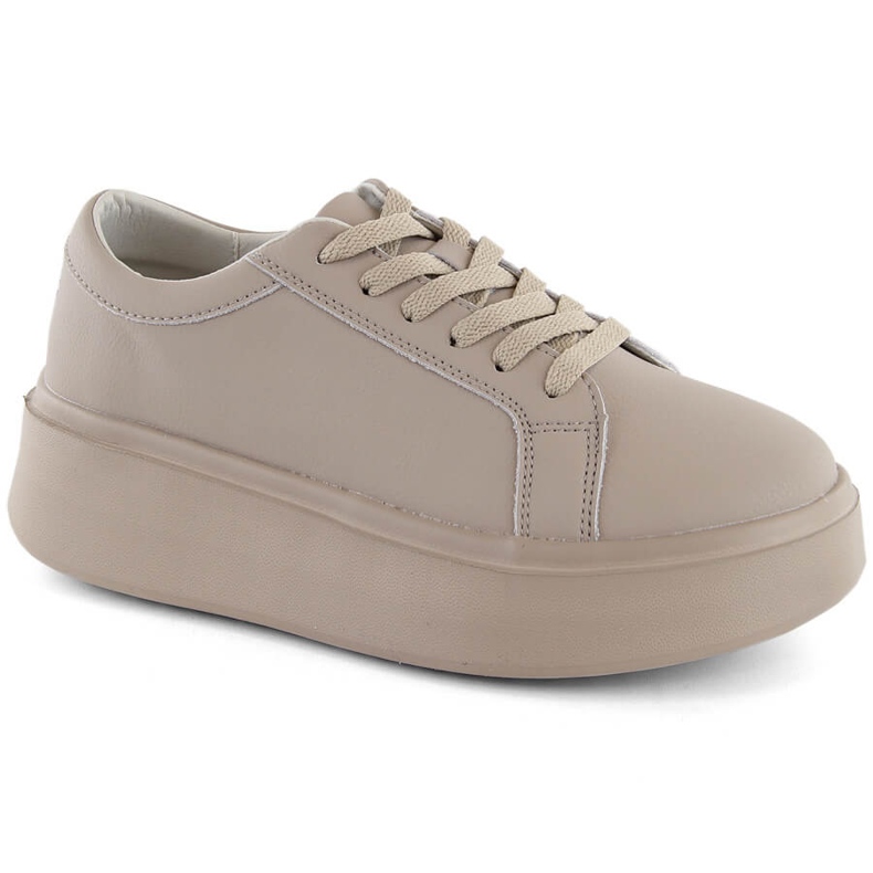Damen-Lederschuhe auf Plateau, dunkelbeige, Sergio Leone SP024