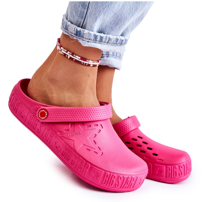 Leichte Hausschuhe für Damen Kroks Big Star II275007 Fuchsia rosa