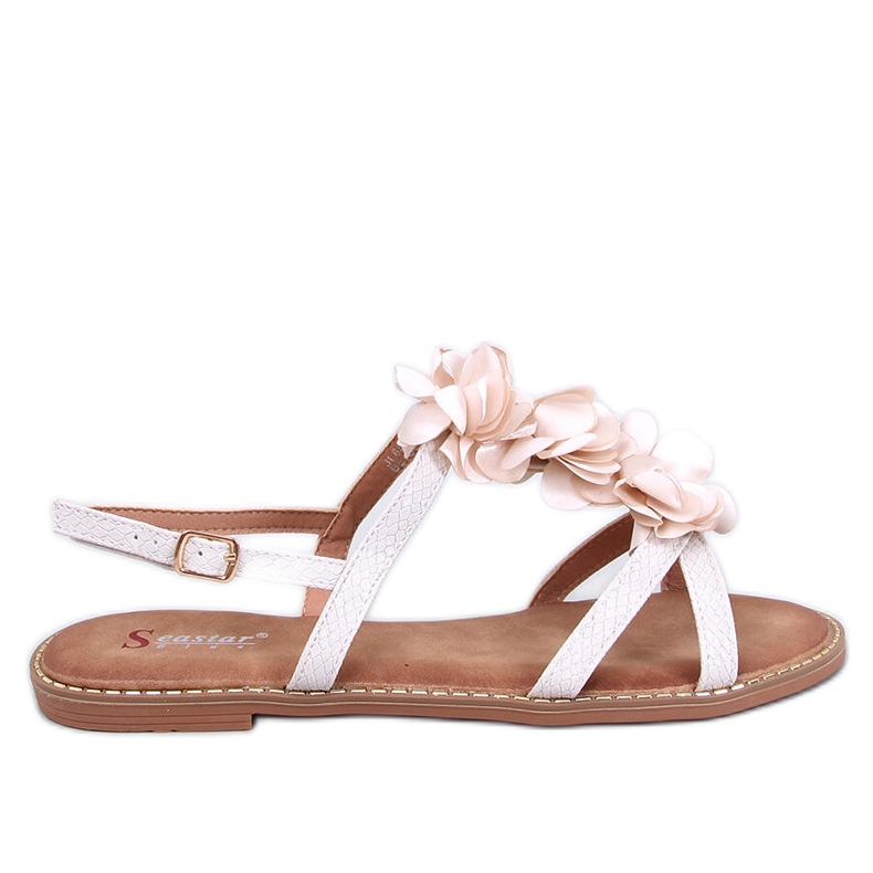 Amaur Beige Sandalen mit zarten Blumen