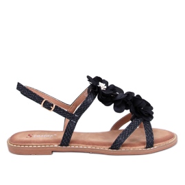 Amaur Schwarze Sandalen mit zarten Blumen