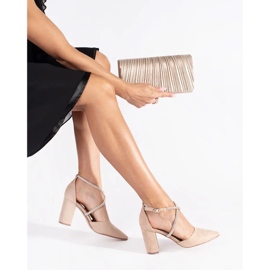 Beige Wildlederpumps mit Pailletten