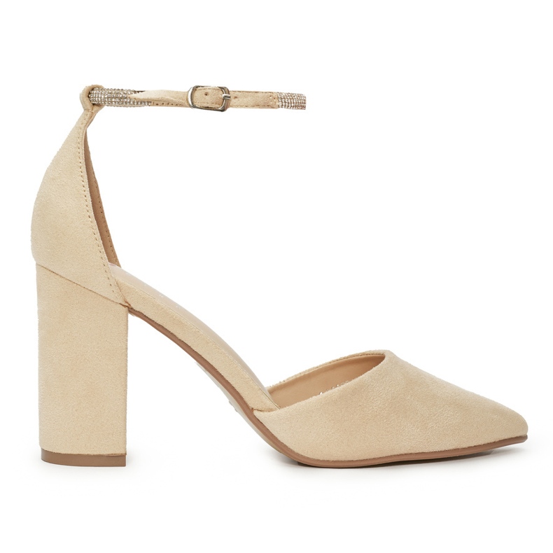 Beige Wildlederpumps mit hohen Absätzen