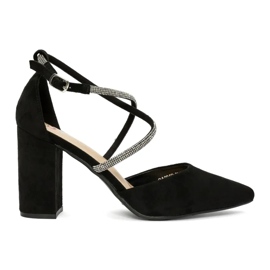 Schwarze Wildlederpumps mit Pailletten