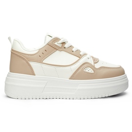 Weiße und rosafarbene Plateau-Sportschuhe für Damen