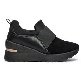 Schwarze Damen-Sneaker mit Keilabsatz