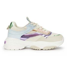 Mehrfarbige Damen-Sportschuhe mit dicker Sohle beige