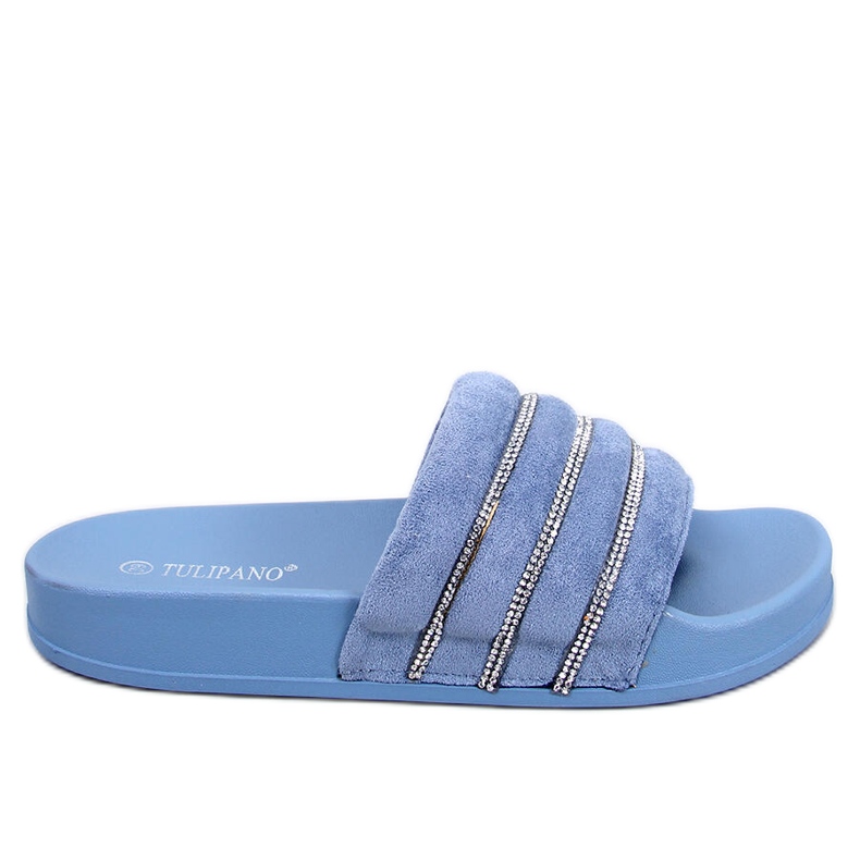 Lynne Blue Strass-Slides blau