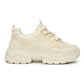 Cremefarbene Sneaker mit dicker Sohle beige