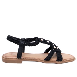 Ashes Schwarze Boho-String-Sandalen