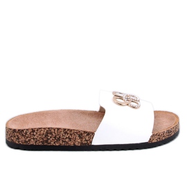 Ibanei Weiße Korkhausschuhe mit Strasssteinen