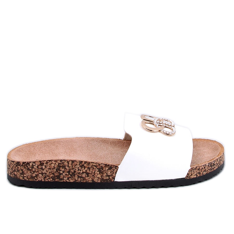 Ibanei Weiße Korkhausschuhe mit Strasssteinen