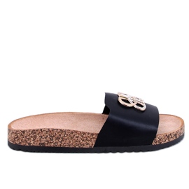 Ibanei Schwarze Flip-Flops aus Kork mit Strasssteinen