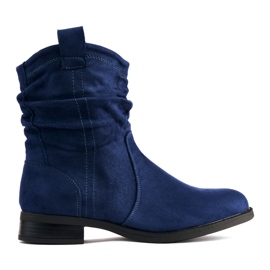 Flache Stiefeletten aus Wildleder in Marineblau