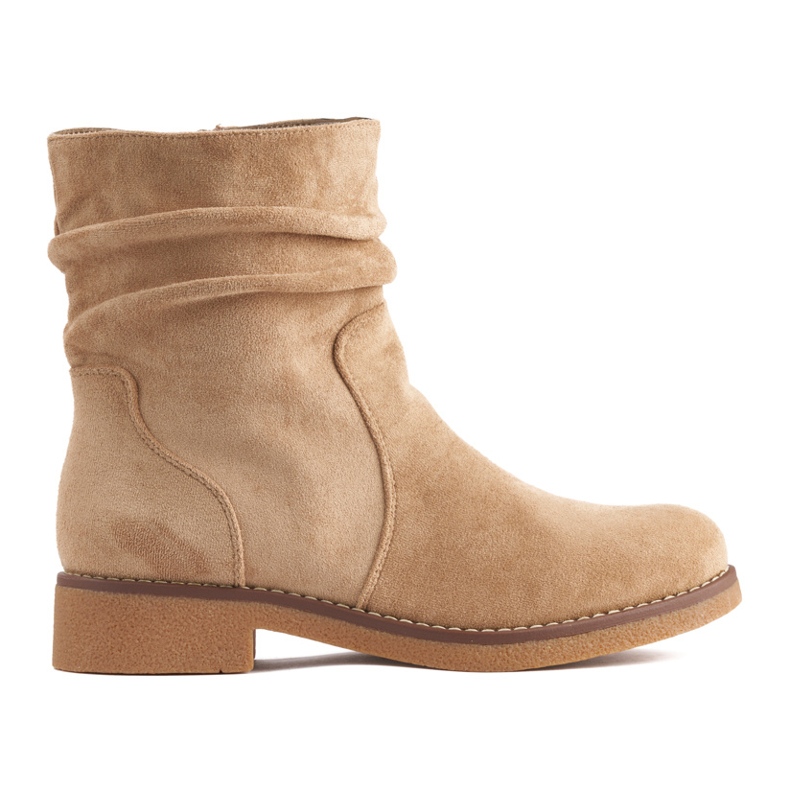 Beige Damen-Stiefeletten aus Wildleder