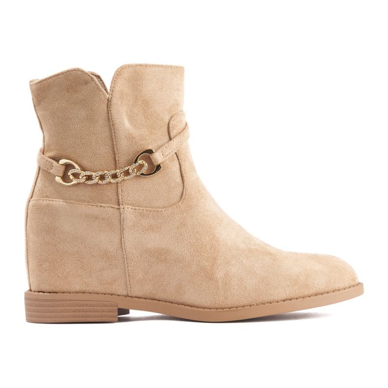 Beige Damenstiefel mit Kette