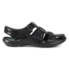 Kampol Herren Ledersandalen 220KAM schwarz