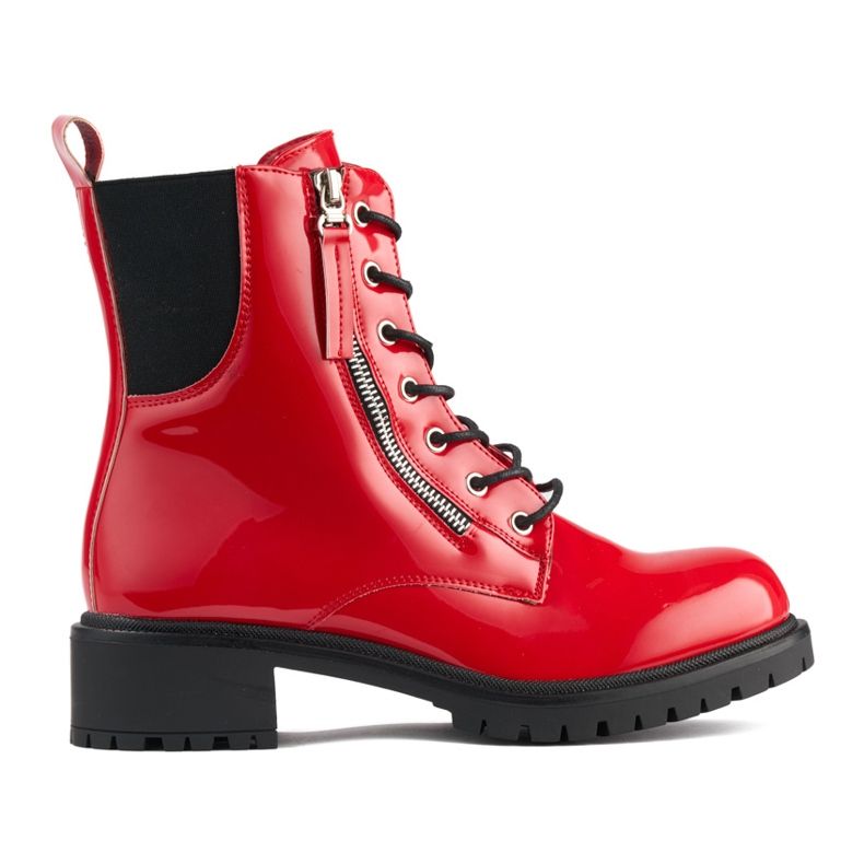 Rote Arbeiterstiefel aus Lackleder