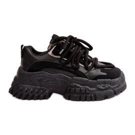 Damen-Sneaker mit massiver Sohle, schwarzes Nevela