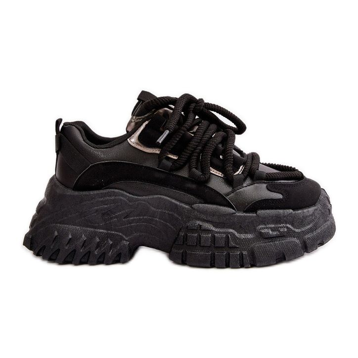 Damen-Sneaker mit massiver Sohle, schwarzes Nevela