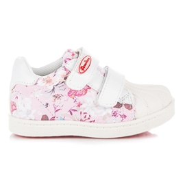 American Club Turnschuhe für Mädchen mit Blumen rosa weiß