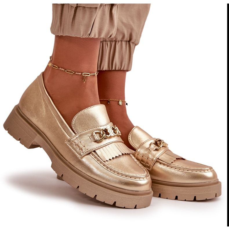 PH2 Damen-Mokassins aus Faux-Wildleder mit Goldverzierung Zanita golden