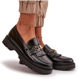 PH2 Damen-Mokassins aus Faux-Wildleder mit Goldverzierung, Schwarz Zanita