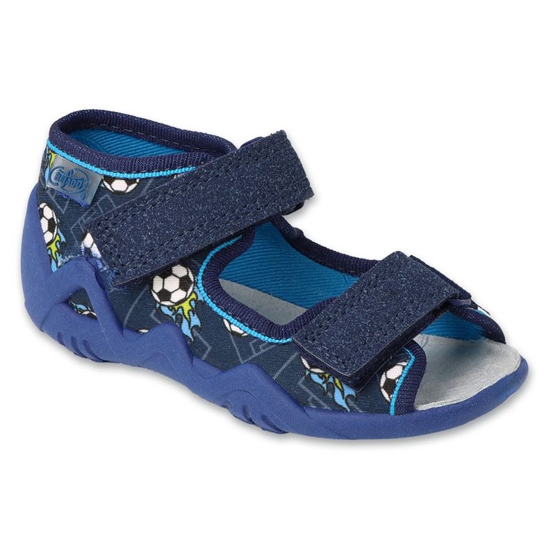 Befado Kinderhausschuhe mit Ledereinsatz 350P050 Marineblau