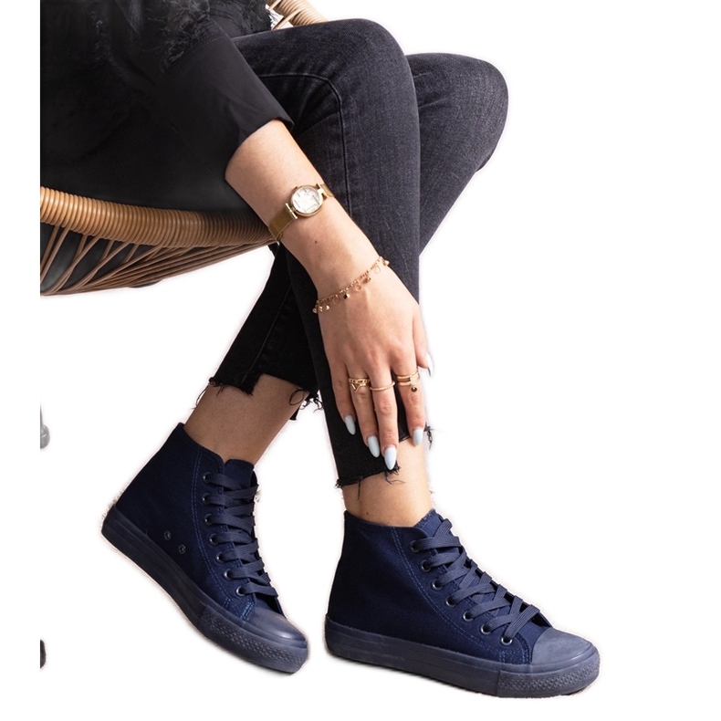 Marineblaue High-Top-Sneaker von Raffie