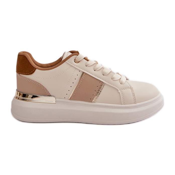 Modische Damen-Plateau-Sneaker aus Öko-Leder, Braun Nevisase beige