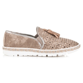 Kylie Durchbrochene Slipony-Espadrilles braun