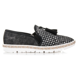 Kylie Durchbrochene Slipony Espadrilles schwarz