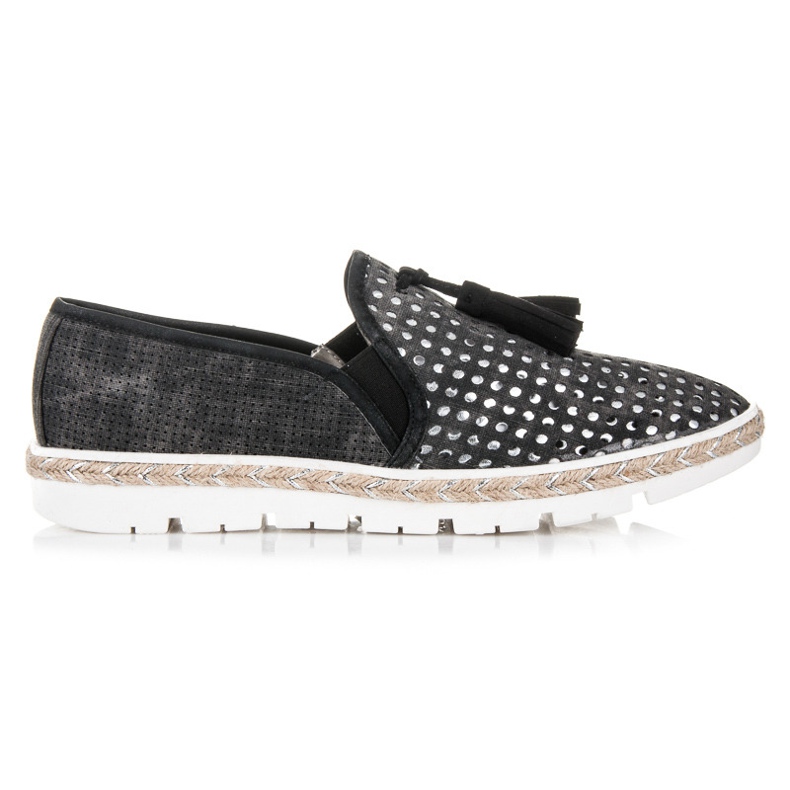 Kylie Durchbrochene Slipony Espadrilles schwarz