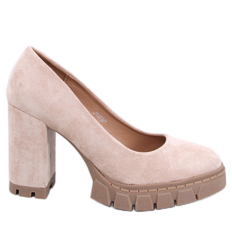 Angela Khaki-Pumps mit hohem Absatz und Plateau beige