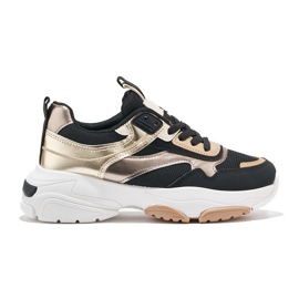Schwarz-goldene Sneakers mit dicker Sohle