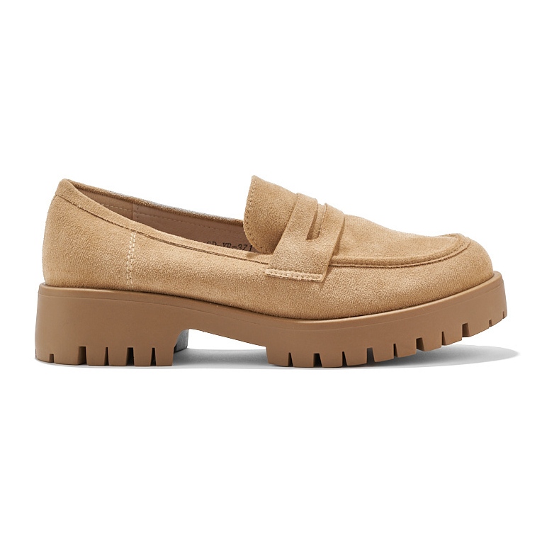 Goodin Beige Wildleder-Loafer für Damen