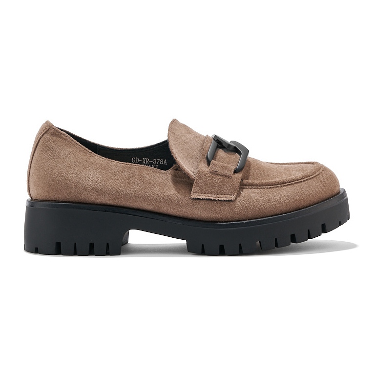 Damen-Loafer aus beigem Wildleder