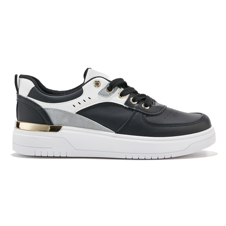 Schwarze Plateau-Sportschuhe