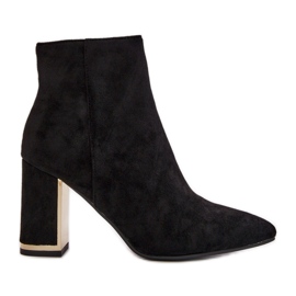 Damen-Stiefeletten mit hohem Absatz, mit Reißverschluss befestigt, isoliert, Öko-Wildleder, schwarzes Mevair