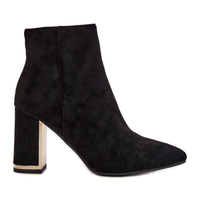 Damen-Stiefeletten mit hohem Absatz, mit Reißverschluss befestigt, isoliert, Öko-Wildleder, schwarzes Mevair