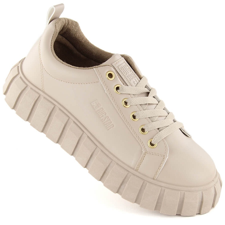 Beige Damen-Plateau-Schnürschuhe Big Star MM274618