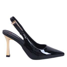 Schwarze Lackabsätze von Mariot mit offenem Absatz