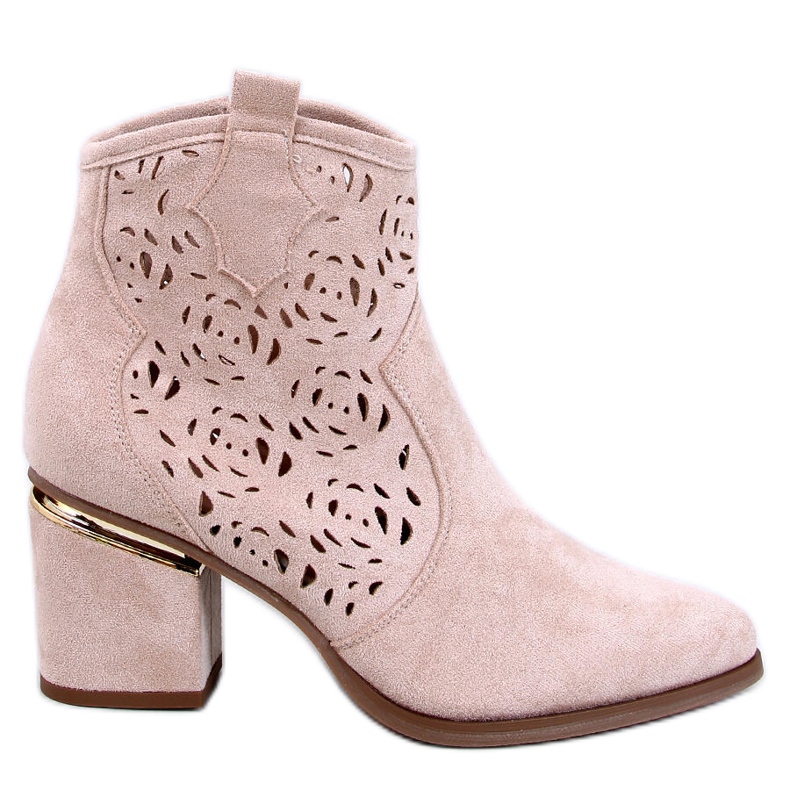 Donovan Beige durchbrochene Stiefeletten mit hohem Absatz