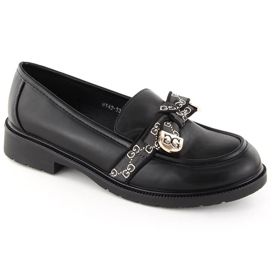 Damen-Loafer mit Schleife, schwarz S.Barski HY42-331