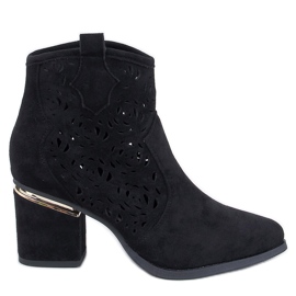 Donovan Schwarze durchbrochene Stiefeletten mit hohem Absatz